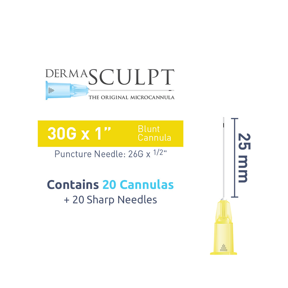 DermaSculpt 30G x 1" (25mm). Blunt Bevel Cannula
