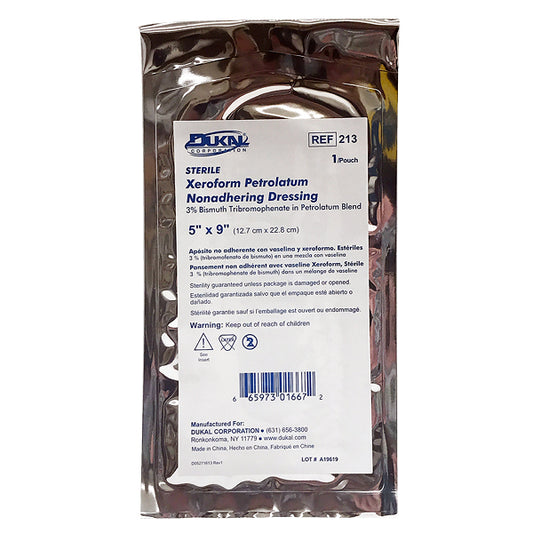 Dukal 213 Albahealth Xeroform Petrolatum Gauze, 5" x 9", 50/box