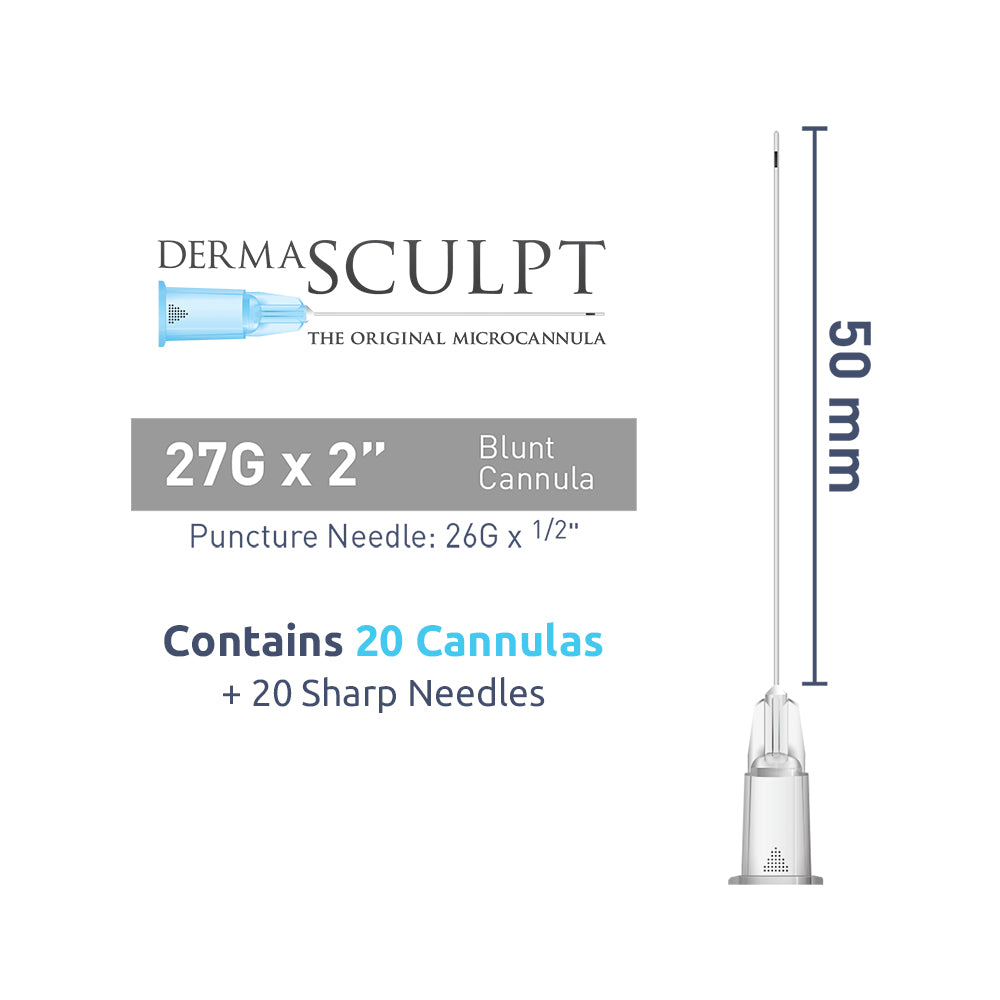 DermaSculpt 27G x 2" (50mm). Blunt Bevel Cannula