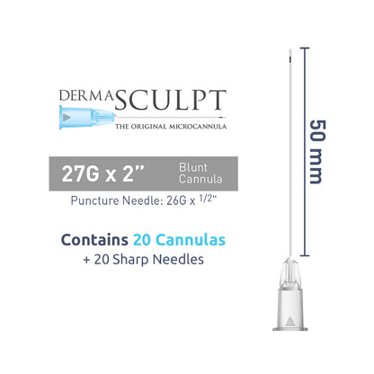 DermaSculpt 27G x 2" (50mm). Blunt Bevel Cannula