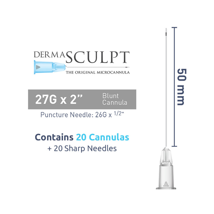 DermaSculpt 27G x 2" (50mm). Blunt Bevel Cannula