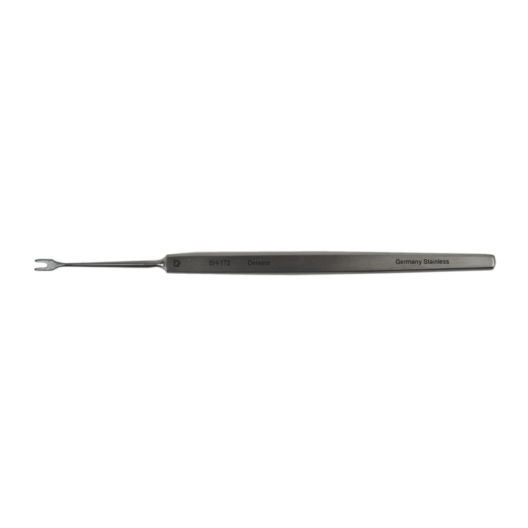 Delasco SH-172 Guthrie Skin Hook 5 in Straight Hook 1mm Dia. X 2mm Wide 2 Prong, Sharp