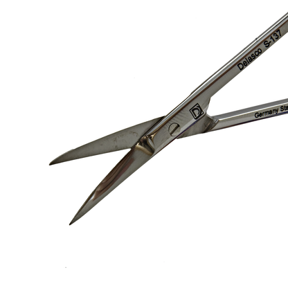 Delasco S-137 Iris Scissors 4.5 in Curved 25mm Sharp/Sharp, One Blade Serrated SuperCut