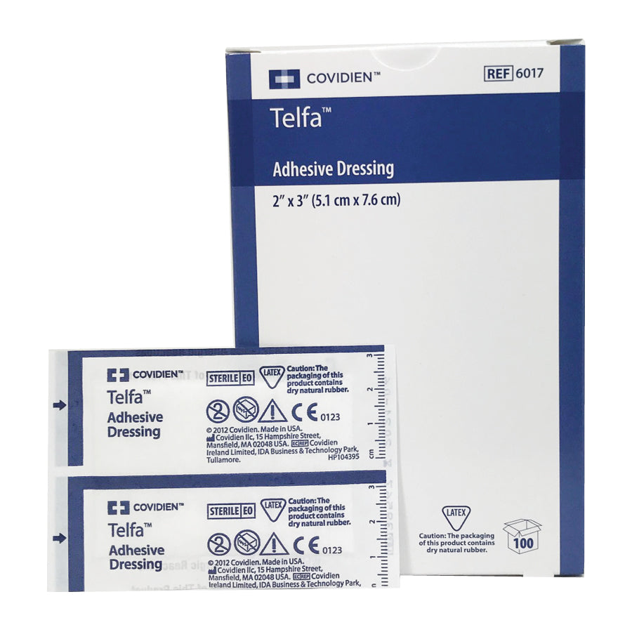 Covidien 6017 Telfa Adhesive Dressing, Sterile 1's in Peel-Back Package, 2" x 3" (Pack of 100)