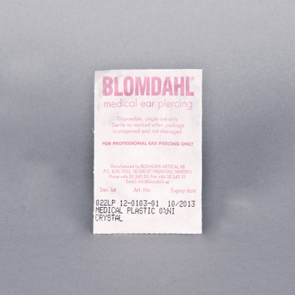 Blomdahl Earring Cassettes for use with Blomdahl Piercing Gun only, Medical Plastic Crystal, Box of 10
