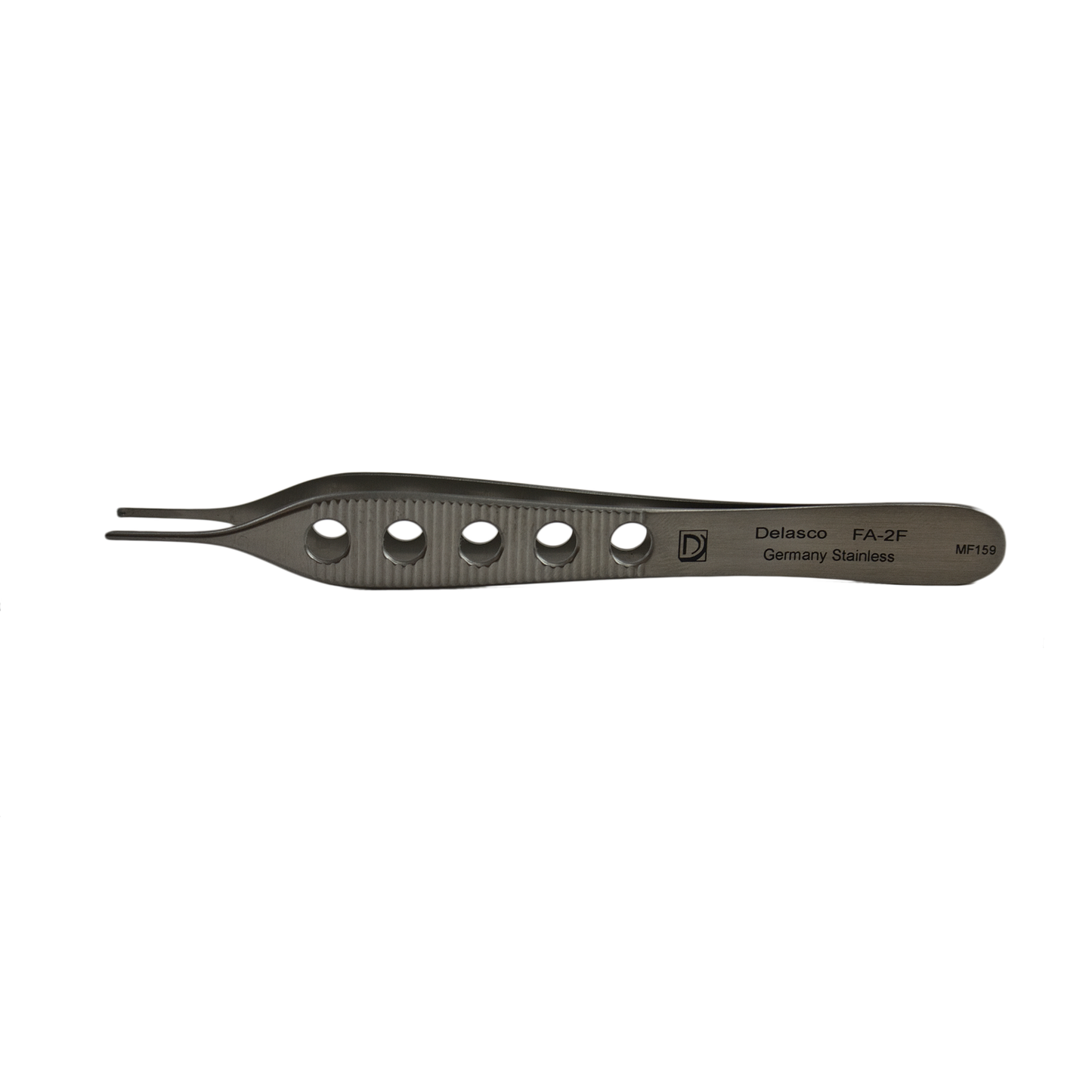 Delasco FA-2F Adson Forceps 4.75 in Straight 1.5mm 1x2 Teeth, Fenestrated