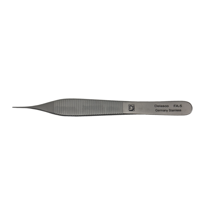 Delasco FA-5 Micro-Adson Forceps 4.75 in Straight 1mm Serrated