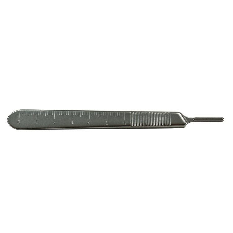 Knife Handle 4.75", No. 3, fits surgical blade #'s 10 thru 15C, w/mm and cm Graduations, by Miltex