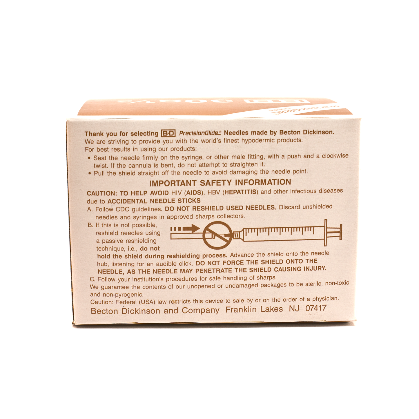 BD 305106 PrecisionGlide 30 G x 1/2 in. Hypodermic Plastic Blister Pack Needle