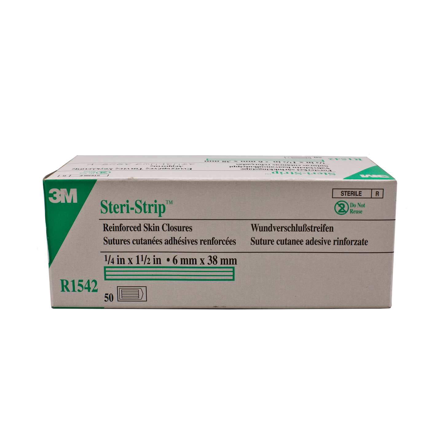 3M Steri-Strip Reinforced Adhesive Skin Closures, 1/4" x 1 1/2", 6 Strips/Envelope, 50 Envelope/Box