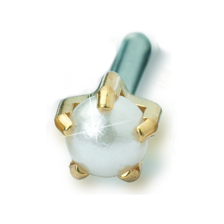 Blomdahl Earring Cassettes for use with Blomdahl Piercing Gun only, Gold Titanium Pearl, Box of 10