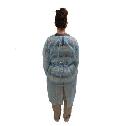 Dukal 301BL Fluid Resistant Isolation Gown, Blue, One Size