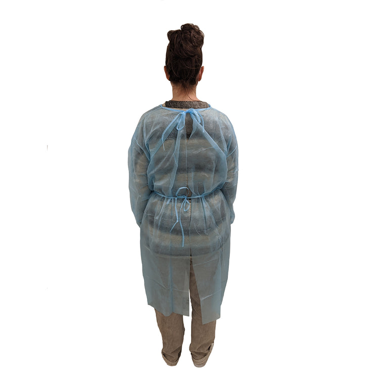 Dukal 301BL Fluid Resistant Isolation Gown, Blue, One Size