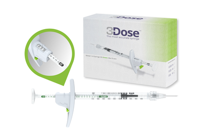 3Dose™ Precision LDS Syringe - Green (0.0125, 0.025, 0.05mL)