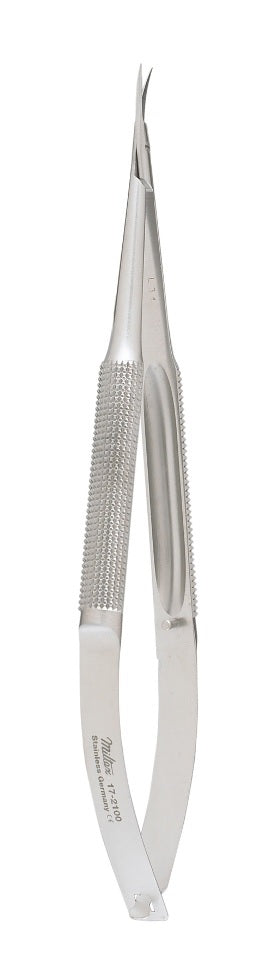 Miltex Micro Surgery Scissors, Sharp Points, 5.75 in, Curved, 10mm Blades, Round Handles
