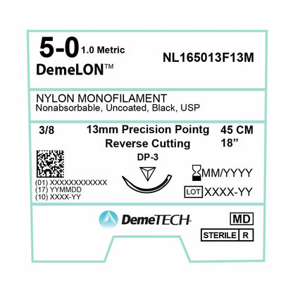 DemeTECH 18” Nylon Monofilament 5-0 Non-Absorbable DP-3 Suture