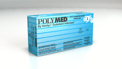 Ventyv PM104 Polymed Latex Gloves Box of 100, Large