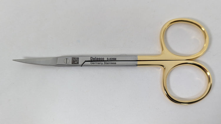 Delasco S-928M Dextra Iris Scissors 4.5 in Curved 25mm Sharp/Sharp Tungsten Carbide