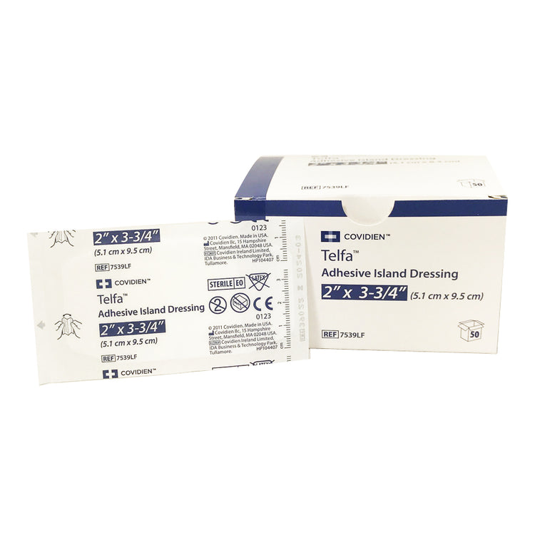 Coviden 7539LF Telfa Adhesive Island Dressing, 2" x 3.75", Box of 50