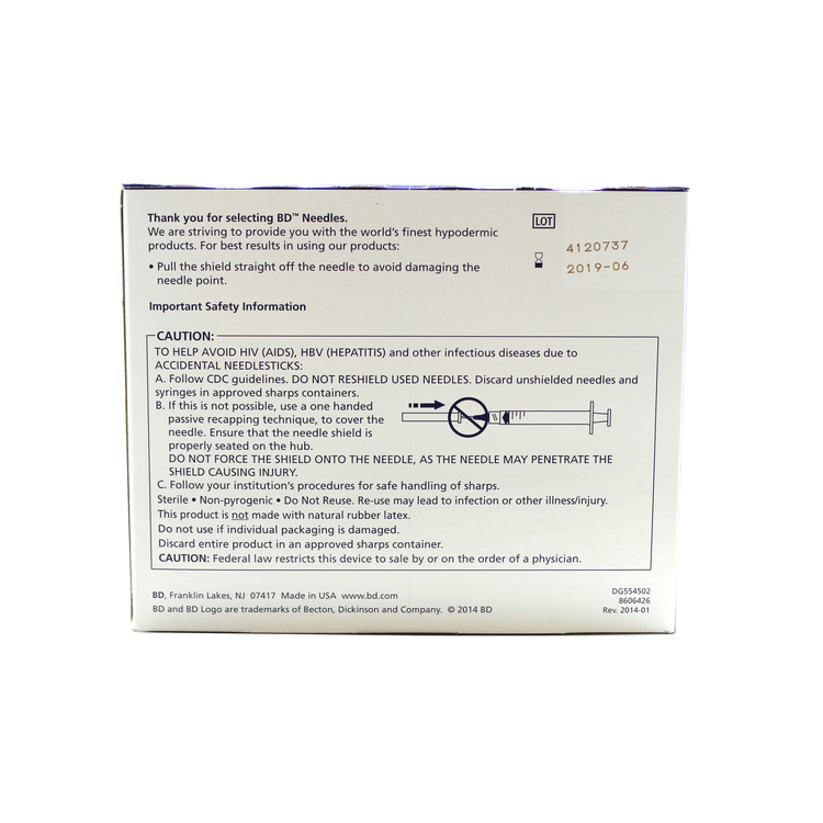 BD 305620 0.5 ml 27 G x 1/2 in. Syringe with Permanent Needle
