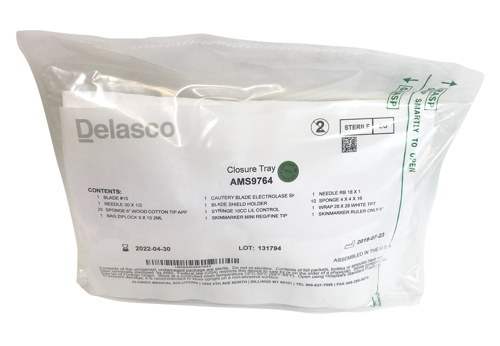 Delasco AMS9764CS Disposable Sterile Closure Kit, 40/CS