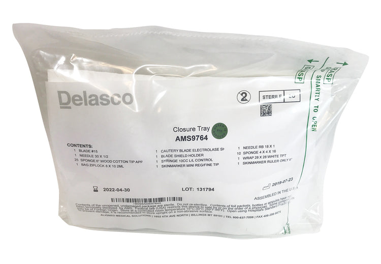 Delasco AMS9764CS Disposable Sterile Closure Kit, 40/CS