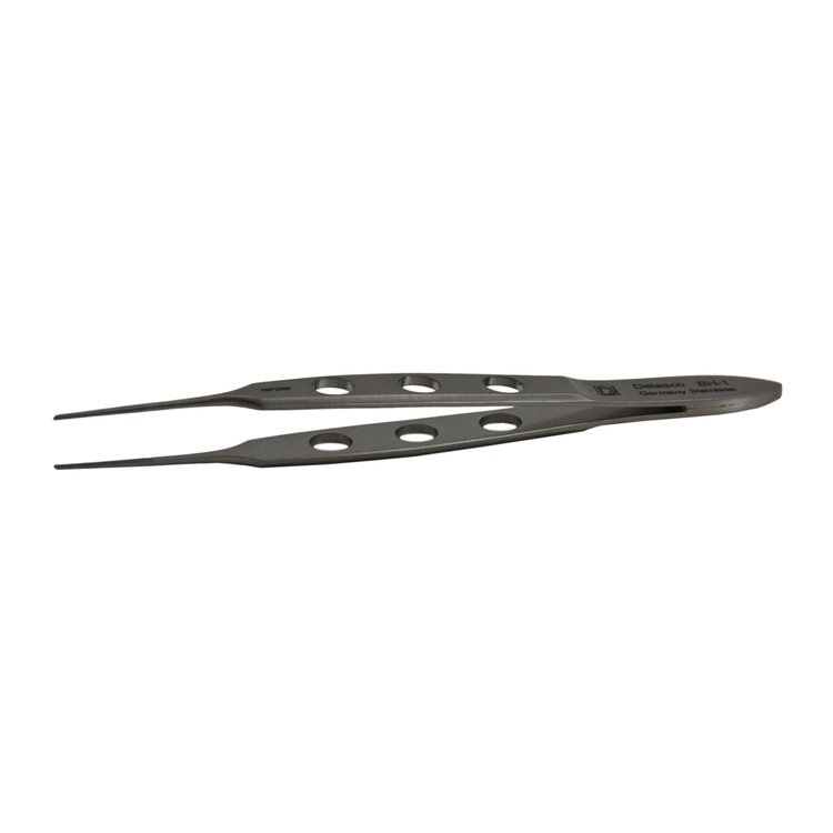 Delasco BH-1 Bishop Harmon Forceps 3.375 in Straight 0.8mm Serrated