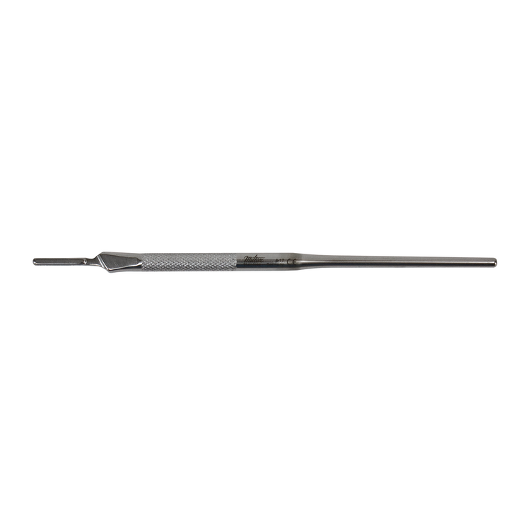 Siegel Knife Handle, 6" (155mm), round knurled, fits surgical blade #'s 10 thru 15C, by Miltex
