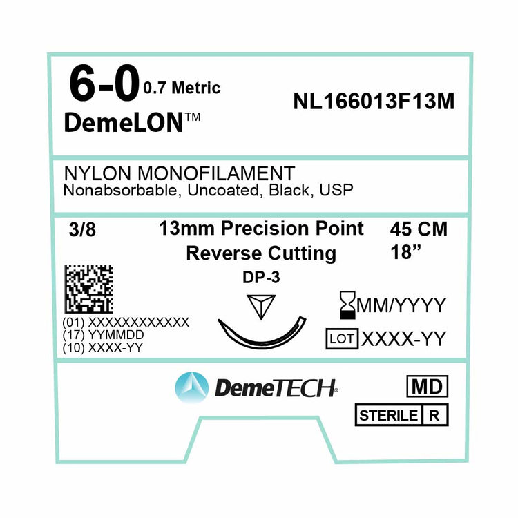 DemeTECH 18” Nylon Monofilament 6-0 Non-Absorbable DP-3 Suture
