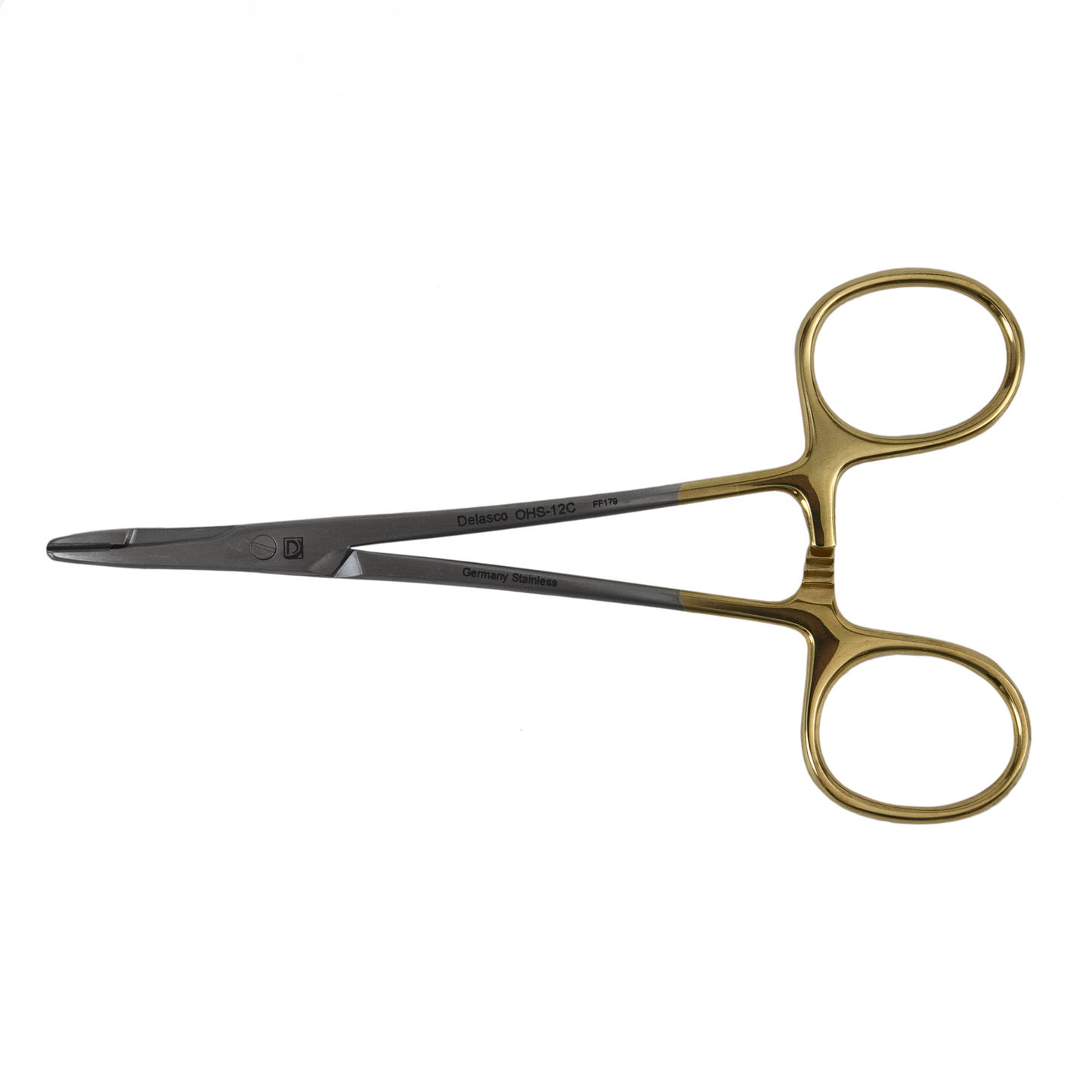 Delasco OHS-12C Olsen-Hegar Combination Needle Holder/Suture Scissors 4 3/4", Serrated, Fine Jaws, Tungsten Carbide