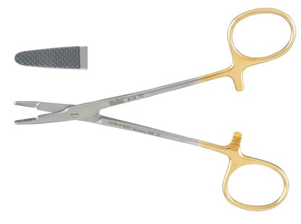 Miltex Olsen-Hegar Needle Holder Scissor Combo, 4.75 in, Serrated, Tungsten Carbide Tips