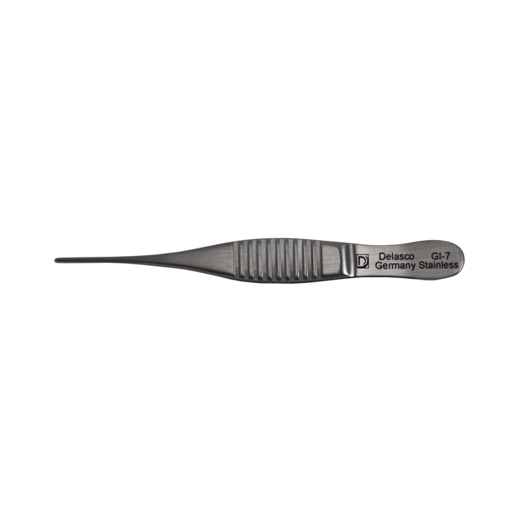 Delasco GI-7 Iris-Graefe Forceps 2.75 in Straight 1mm 1x2 Teeth