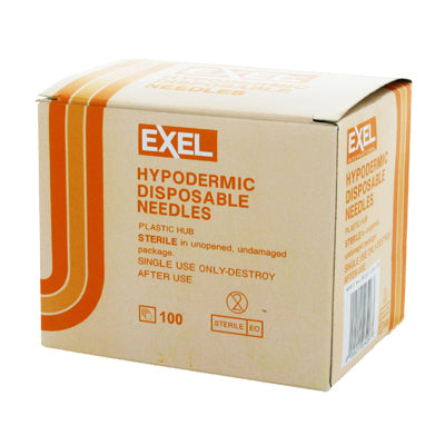 Exel 26405 25G x 1 in. Hypodermic Needle with Plastic Hub, Box of 100