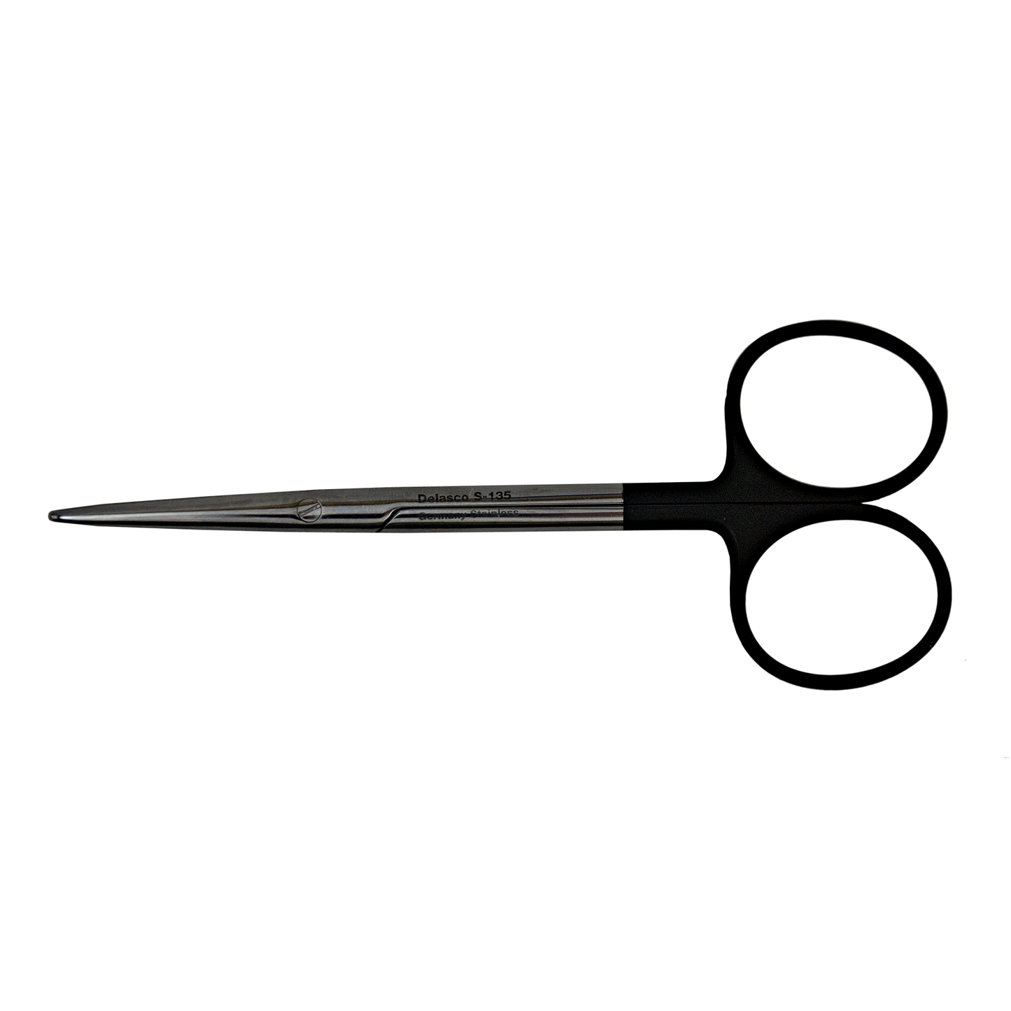 Delasco S-135 Strabismus Supercut Scissors 4 1/2" Straight, One Blade Serrated, Blunt/Blunt Tips, Stainless Steel