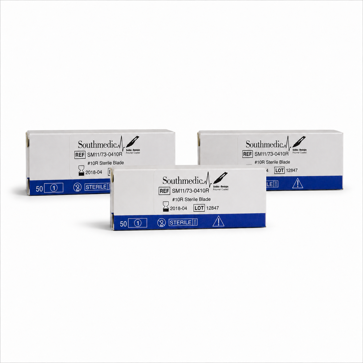 Southmedic 73-0410R-50 Polymer Coated Dermaplaning Blades #10R, 3 Boxes of 50