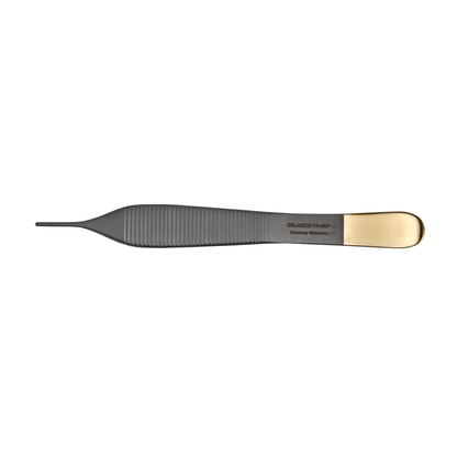 Delasco FA-9SP Adson Forceps 4.75 in Straight 1.5mm 1x2 Teeth W/Platform Tungsten Carbide