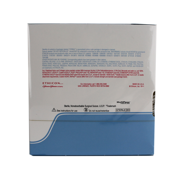 Ethicon 8687H Prolene Polypropylene Suture, Monofilament, 3-0, Non-Absorbable, PS-2, Blue, 18"