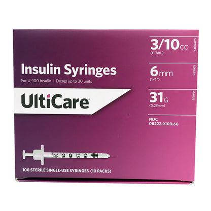 UltiCare 0.3ml 31 G x 15/64 in. (6 mm) Insulin Syringe with Needle