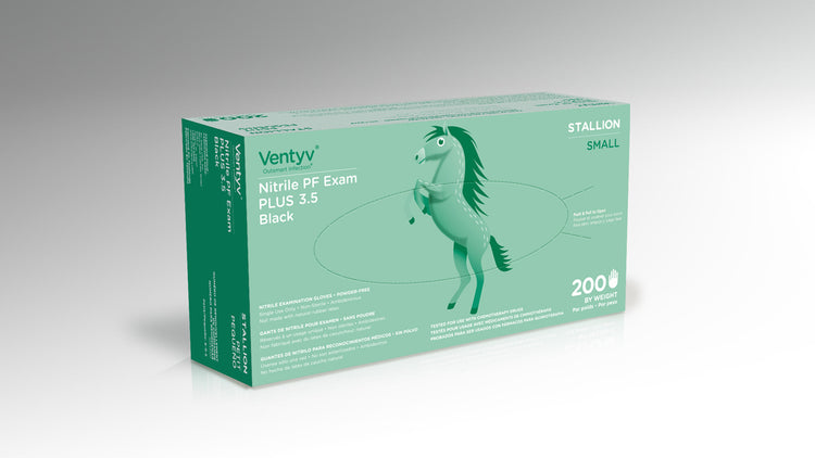 Ventyv 10319107 Black Stallion Nitrile Gloves Box of 100, Small