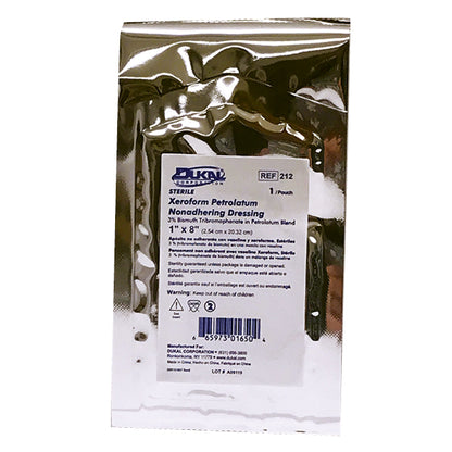 Dukal 212 Xeroform Petrolatum Gauze Dressing, 1in x 8in, 50/bx