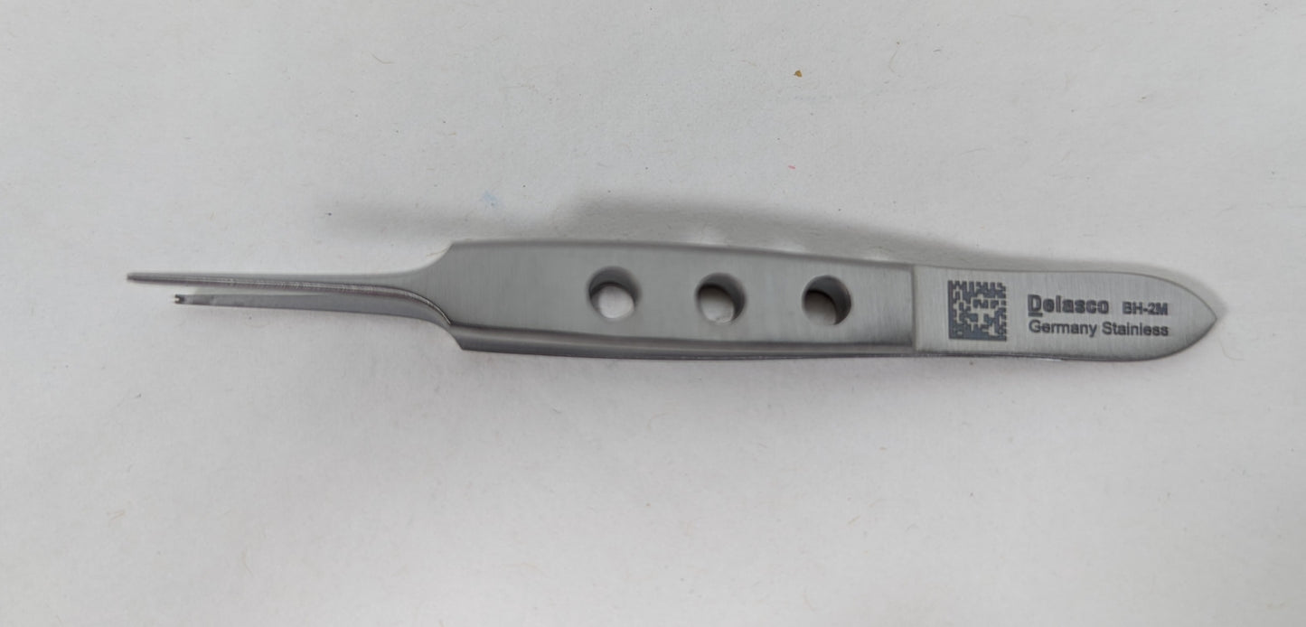 Delasco BH-2M Dextra Bishop Harmon Forceps, 3.375in, Straight, 0.8mm, 1x2 Teeth