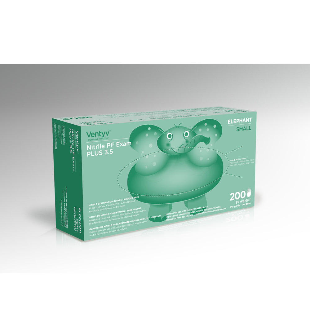 Ventyv 10334101 Violet Blue Elephant Nitrile Gloves Box of 200, Small