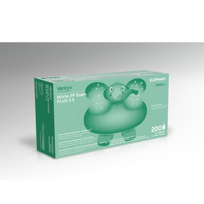 Ventyv 10334101 Violet Blue Elephant Nitrile Gloves Box of 200, Small
