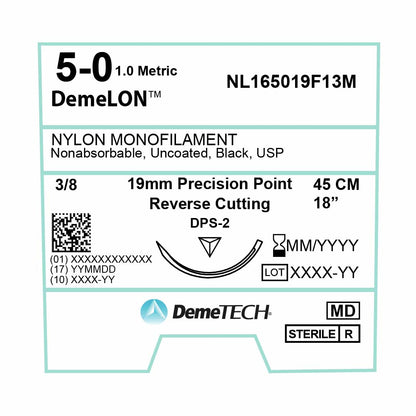 DemeTECH 18” Nylon Monofilament 5-0 Non-Absorbable DPS-2 Suture