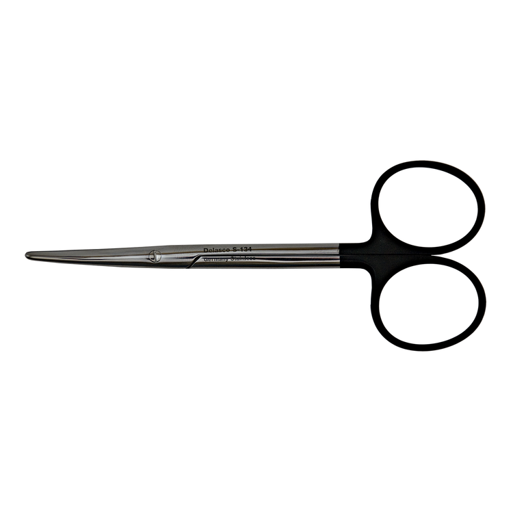 Delasco S-134 Strabismus Supercut Scissors 4 1/2", Curved, One Blade Serrated, Blunt/Blunt Tips, Stainless Steel