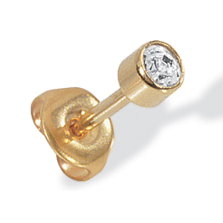 Hastings 581 Coren PS Ear Piercers, 24 Karat Gold Plated High Grade Surgical Steel with Simulated Diamond, Box of 6 pair, Sterile