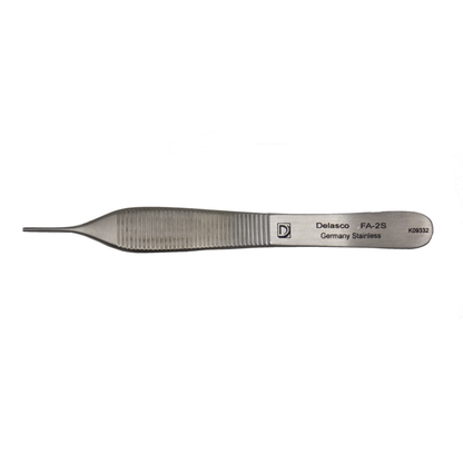 Delasco FA-2S Adson Forceps 4.75 in Straight 1.5mm 1x2 Teeth, Serrated