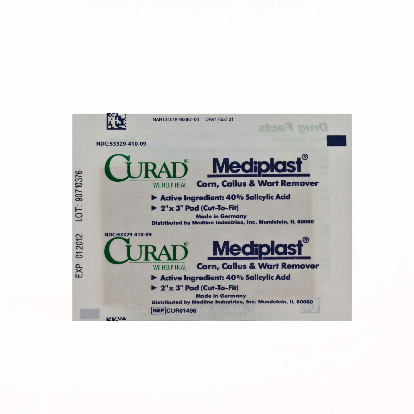 Curad 1496 Mediplast 40% Salicylic Acid Plaster, Corn, Callus and Wart Remover, 2 x 3 in, 25 Pads