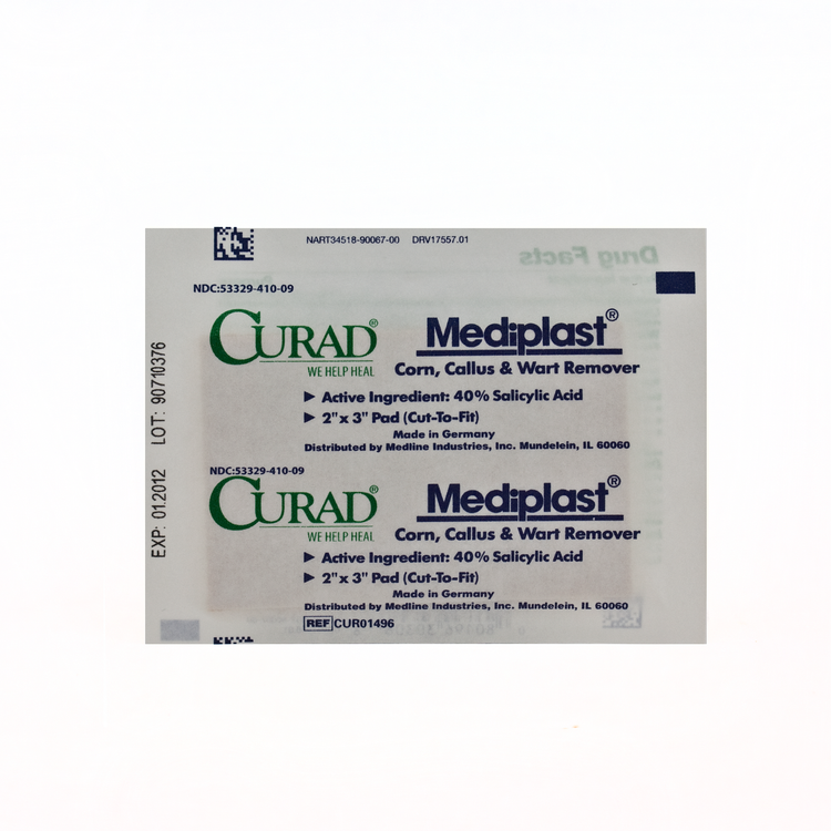 Curad 1496 Mediplast 40% Salicylic Acid Plaster, Corn, Callus and Wart Remover, 2 x 3 in, 25 Pads