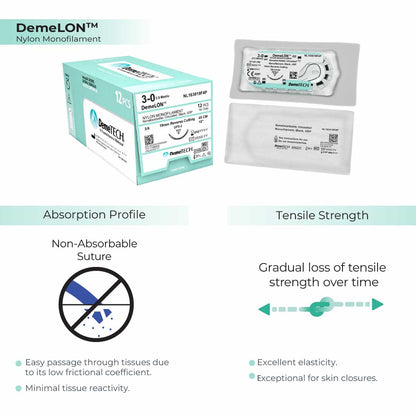 Demetech Packing DemeTECH 18” Nylon Monofilament 3-0 Non-Absorbable DFS-1 Suture at ...